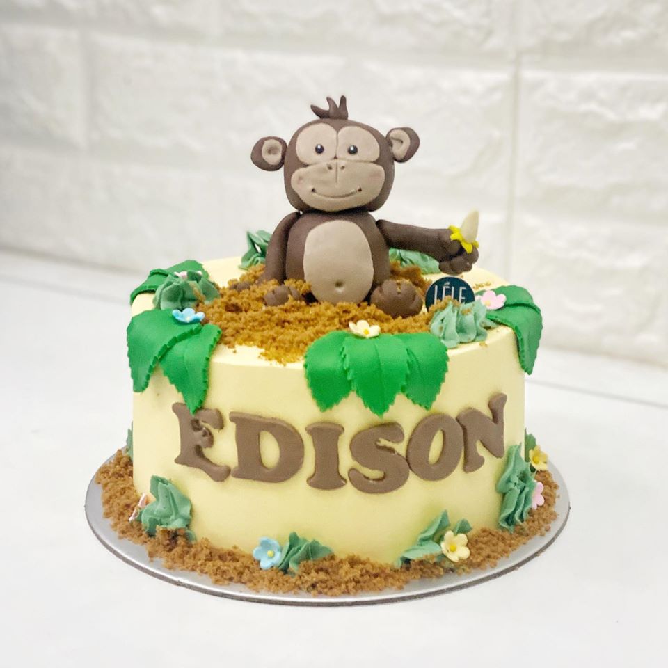 little monkey first birthday cake and smash cake - buttercream with fondant  accents | Monkey birthday parties, Monkey birthday, Monkey first birthday