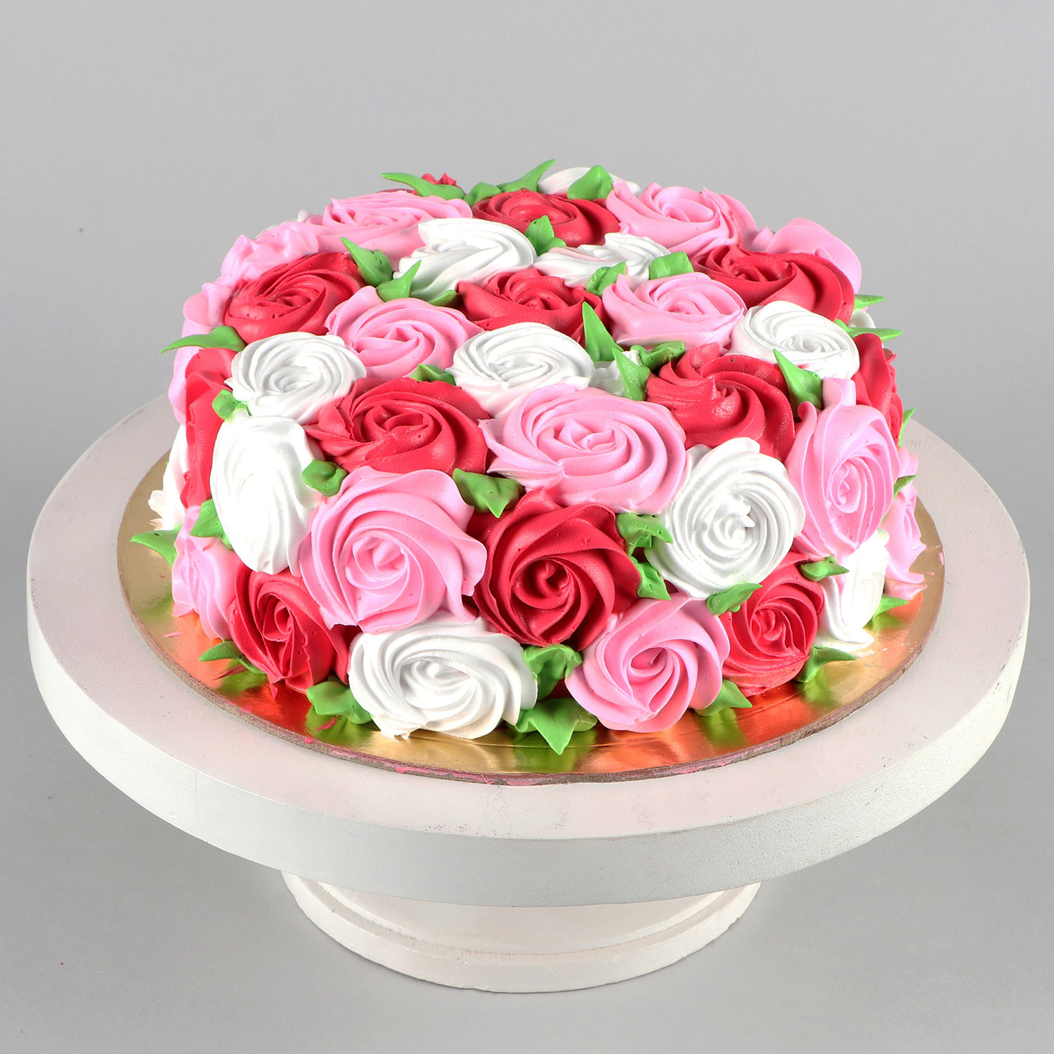 Eggless Chequered Rose Cake